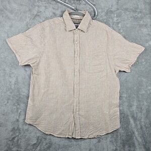 Porter & Ash 100% Linen Shirt Mens XL Biege‎ Lighteight Short Sleeve Button Up